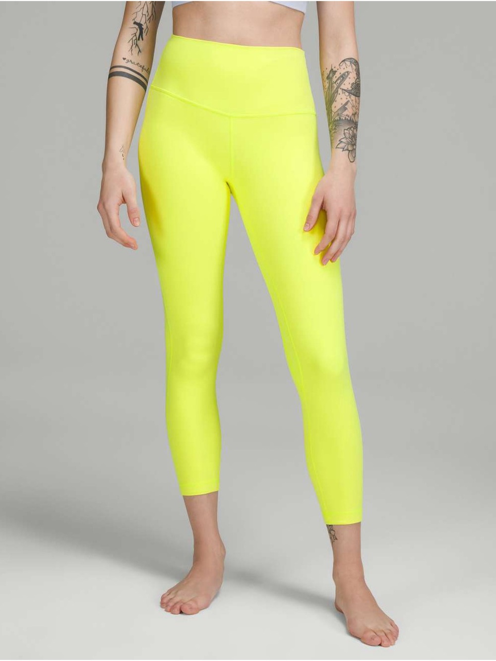 Lululemon Wunder Under HR Tight 28" Highlight Yellow Neon Luxtreme Leggings Sz 2